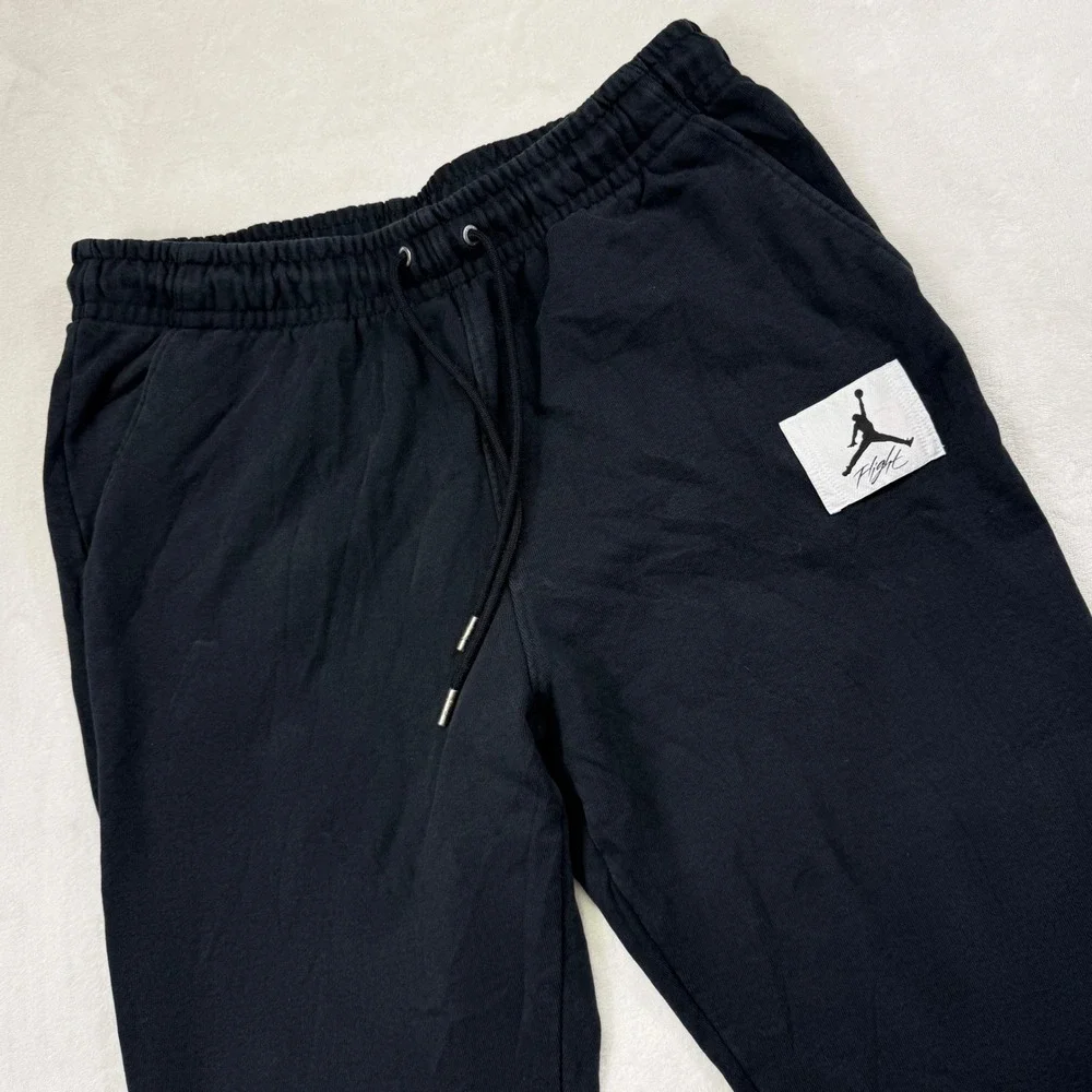 Jordan Flight Essentials Men Black Cotton French Terry Sweatpants Joggers Large